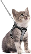 rabbitgoo Cat Harness and Leash Set for Walking Escape Proof, Adjustable Soft Kittens Vest with Reflective Strip for Cats, Comfortable Outdoor Vest, Black, S (Chest:9.0"-12.0") Animals & Pet Supplies > Pet Supplies > Cat Supplies > Cat Apparel rabbitgoo Grey Small 