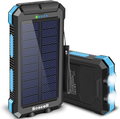 Solar Charger 20000Mah, Suscell Portable Solar Power Bank for Cell Phone, Dual 5V/2.1A USB Ports Output, 2 Led Flashlight, Perfect for Outdoor Activities, Compatible with Smartphones and Other Devices Sporting Goods > Outdoor Recreation > Camping & Hiking > Tent Accessories Suscell Blue-30,000mAh  