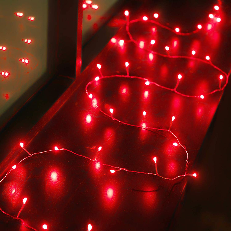 Firecracker Lights, 6.5Ft 40 LED String Lights Battery Operated for Valentine'S Day Wedding Engagement Mother'S Day Indoor Outdoor Bedroom Garden Party Decoration (Red) Home & Garden > Decor > Seasonal & Holiday Decorations Hiboom Red  