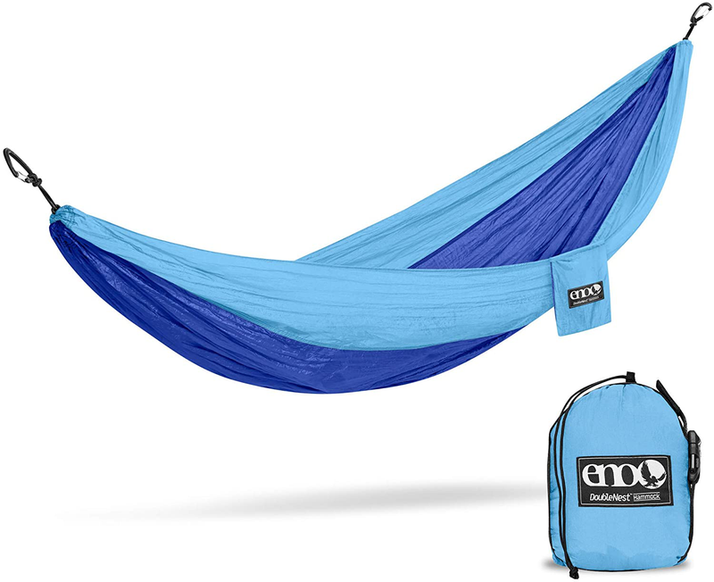ENO, Eagles Nest Outfitters DoubleNest Lightweight Camping Hammock, 1 to 2 Person, Seafoam/Grey Home & Garden > Lawn & Garden > Outdoor Living > Hammocks ENO Powder/Royal Standard Packaging 