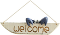 D-Fokes Flower Welcome Sign Decorative Vintage Wooden Wall Hanging Home Garden Decor - Craft Hanging Sign Home Sweet Home Wall Door Ornaments with String Home & Garden > Decor > Artwork > Sculptures & Statues D-Fokes Crab Blue  