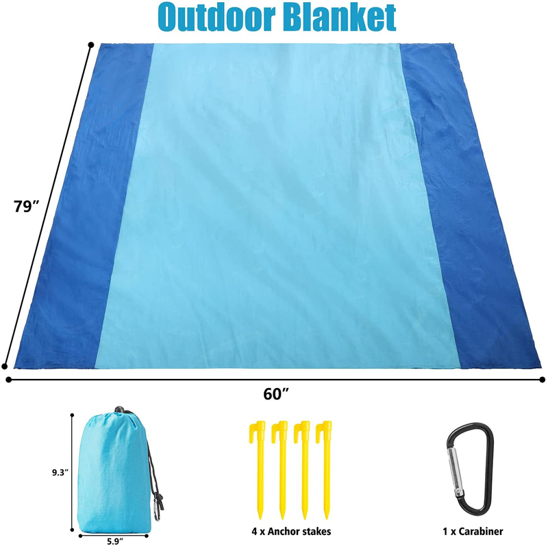 MIMITOOU Beach Blanket, Picnic Blankets Waterproof Sand Proof, 79X60 Inch Big & Compact Sand Proof Mat Quick Drying, Lightweight, Sand Proof Mat for Travel, Camping, Hiking Home & Garden > Lawn & Garden > Outdoor Living > Outdoor Blankets > Picnic Blankets MIMITOOU   