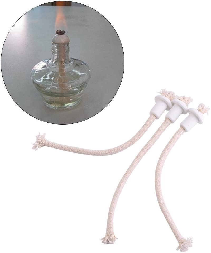 GLOGLOW 7Pcs Heat-Resistant Oil Lamp Wick 185mm/ 7.3in Kerosene Round Cotton Wick with Ceramic Holder for Oil