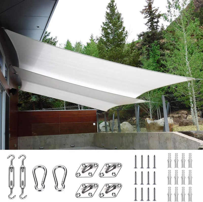 Quictent 20X16FT 185G HDPE Rectangle Sun Shade Sail Canopy 98% UV Block Outdoor Patio Garden with Hardware Kit (Blue) Home & Garden > Lawn & Garden > Outdoor Living > Outdoor Umbrella & Sunshade Accessories Quictent White 12 x 16 ft 