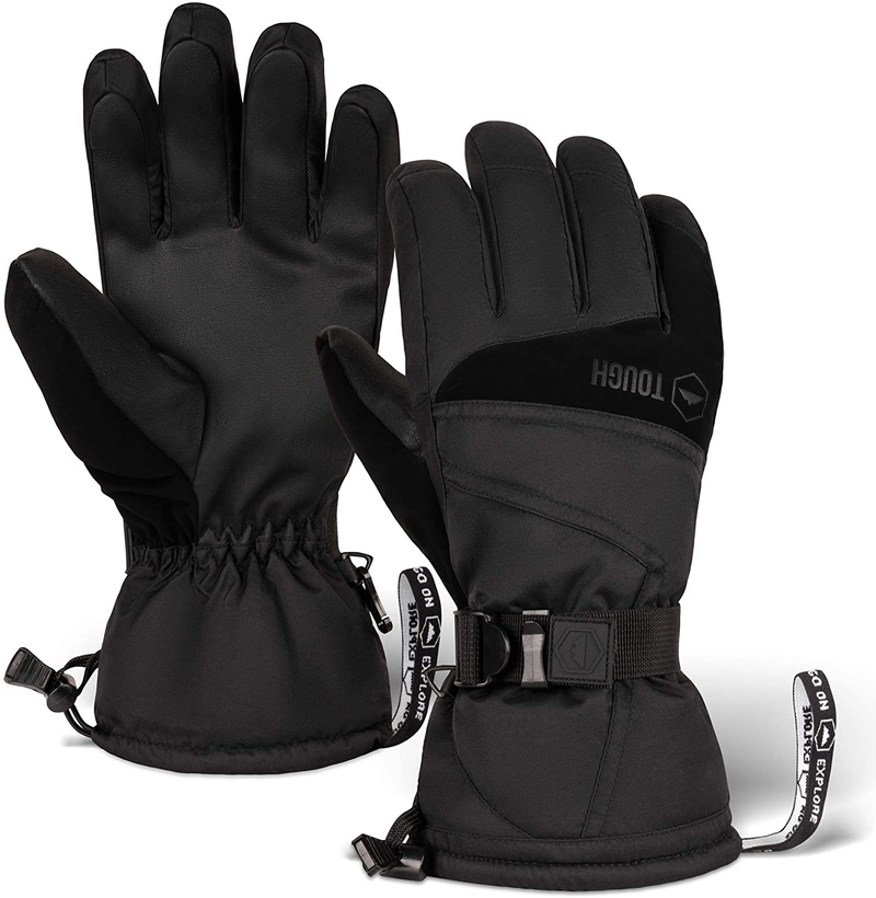 Ski & Snow Gloves - Waterproof & Windproof Winter Snowboard Gloves for Men & Women for Cold Weather Skiing & Snowboarding - With Wrist Leashes, Nylon Shell, Thermal Insulation & Synthetic Leather Palm  Tough Outdoors X-Large  