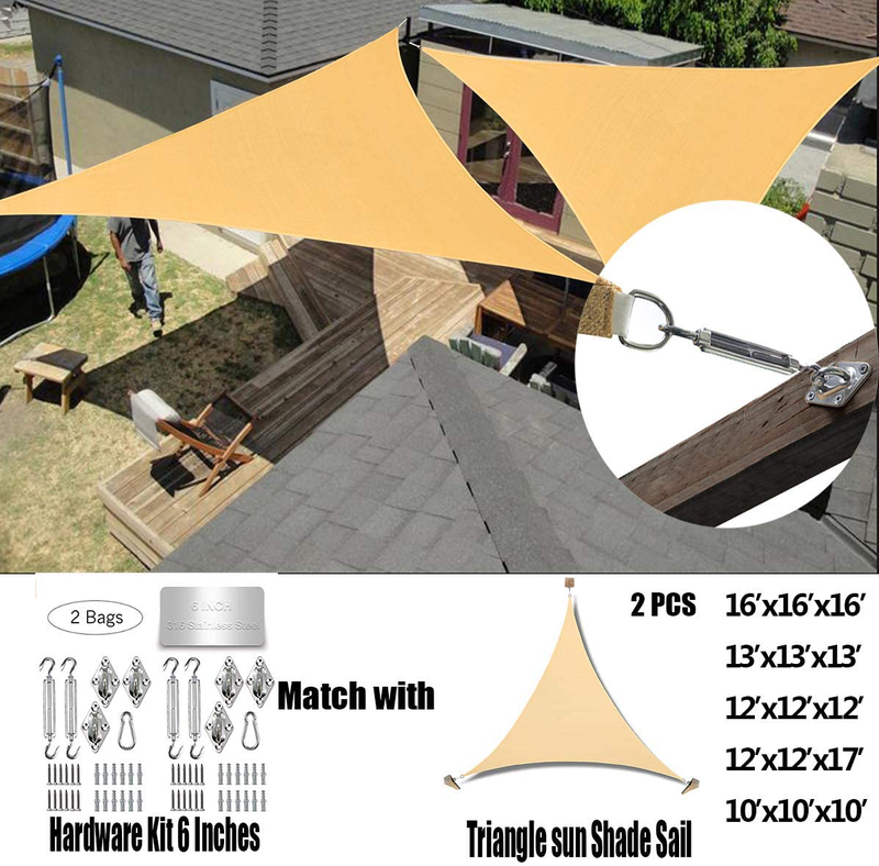 Sun Shade Sail Hardware Kit 6 Inches for Triangle Patio Shade Sail Installation Heavy Duty Anti-Rust 316 Stainless Steel (2 Bags)