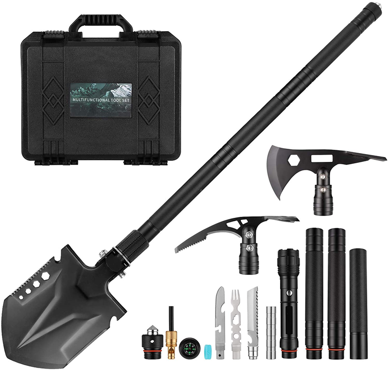 Survival Shovel Axe Set, Military Tactical Shovel Hatchet Pickaxe Flashlight Combo, Multitool Survival Gear and Equipment for Camping Hiking Sporting Goods > Outdoor Recreation > Camping & Hiking > Camping Tools AONLSKH   