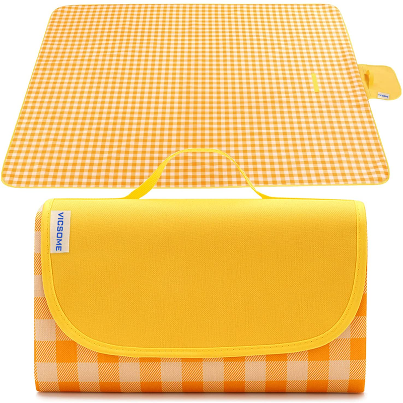 Extra Large Picnic Blanket, VICSOME 77''X79'' Dual Layers Sandproof Waterproof Oversized for 6-8 People Beach Blanket, Foldable Machine Washable Mat for Camping Hiking Park Music Festivals and Travel Home & Garden > Lawn & Garden > Outdoor Living > Outdoor Blankets > Picnic Blankets VICSOME Yellow L (77''x79'') 