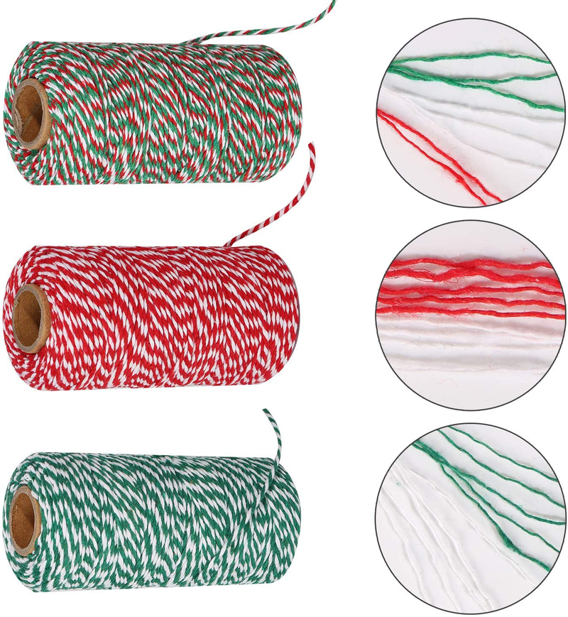 Maosifang Christmas 984 Feet Cotton Rope Cord String 2 mm Bakers Candy Rope Ribbon Twine for Gift Wrapping Arts Crafts Party Decorations,3 Rolls Home & Garden > Decor > Seasonal & Holiday Decorations& Garden > Decor > Seasonal & Holiday Decorations Maosifang   