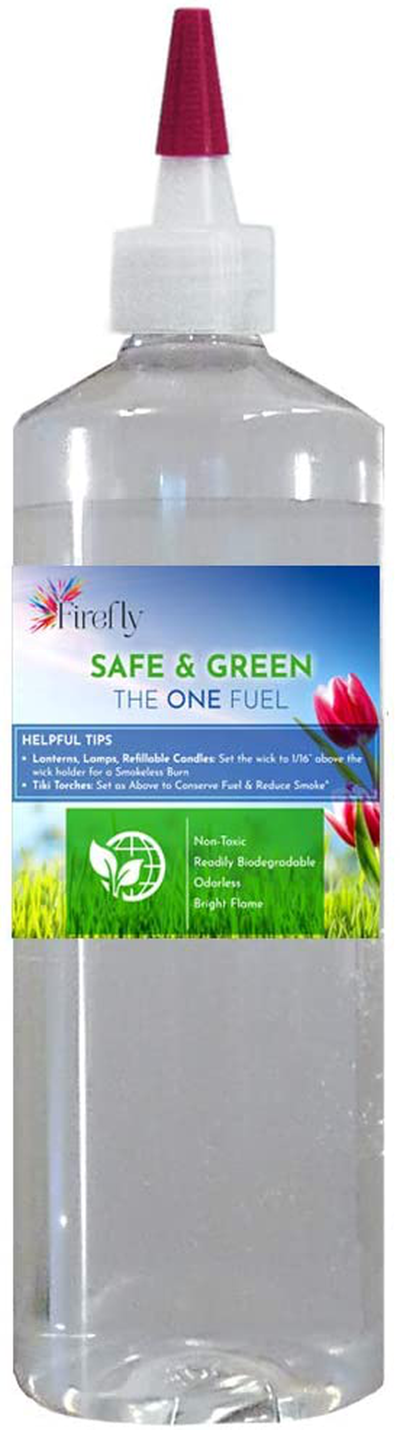 Firefly Kosher Safe and Green Eco-Friendly Lamp Oil - Non Toxic - Biodegradable - Virtually Odorless - Paraffin Alternative - Indoor Outdoor Use - Lamps, Lanterns, Candles, Patio Tiki Torches - 16 Oz
