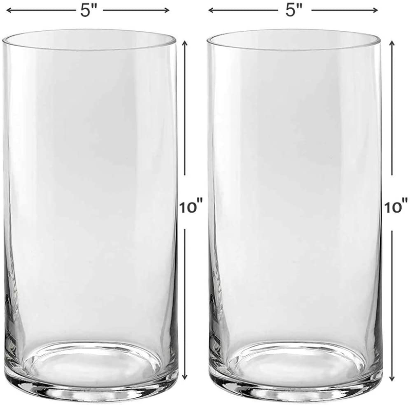 Set of 2 Glass Cylinder Vases 10 Inch Tall X 5 Inch Round - Multi-use: Pillar Candle, Floating Candles Holders or Flower Vase – Perfect as a Wedding Centerpieces. Home & Garden > Decor > Vases PARNOO Default Title  