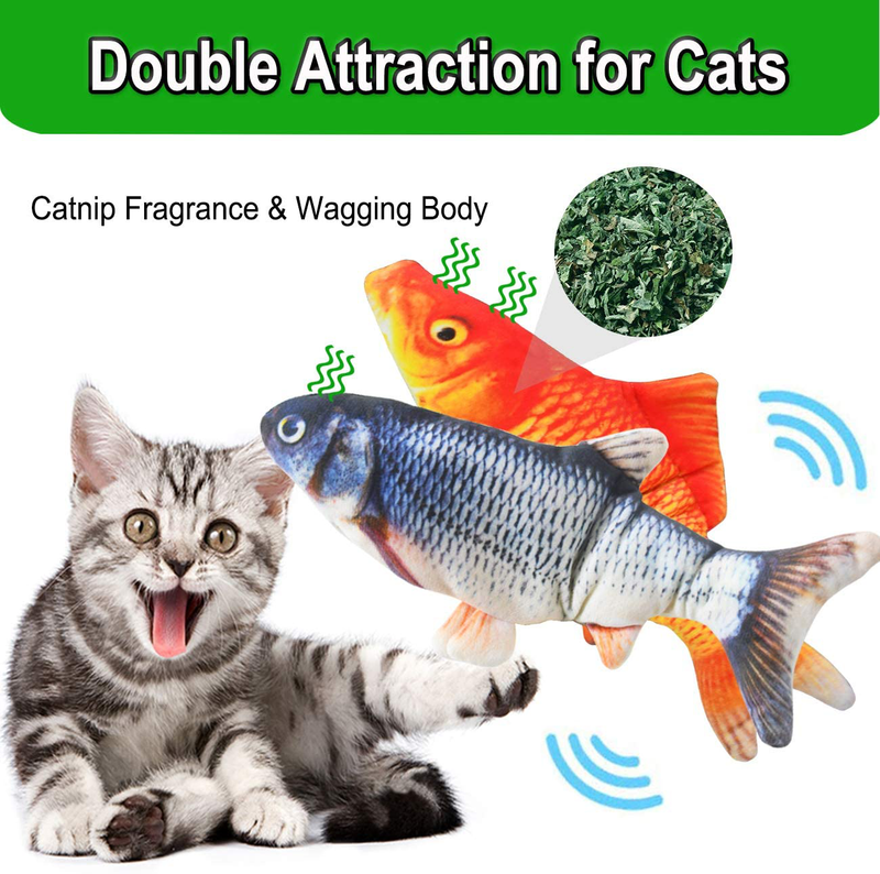 Senneny 2 Pack Electric Moving Fish Cat Toy, Realistic Plush Simulation Electric Wagging Fish Catnip Kicker Toys, Funny Interactive Pets Pillow Chew Bite Kick Supplies for Cat Kitten Kitty Animals & Pet Supplies > Pet Supplies > Cat Supplies > Cat Apparel Senneny   