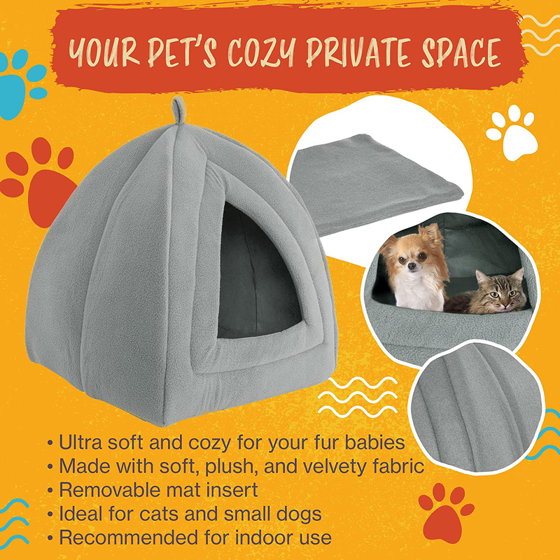 PETMAKER Igloo Pet Bed Collection - Soft Indoor Enclosed Covered Tent/House for Cats, Kittens, and Small Pets with Removable Cushion Pad