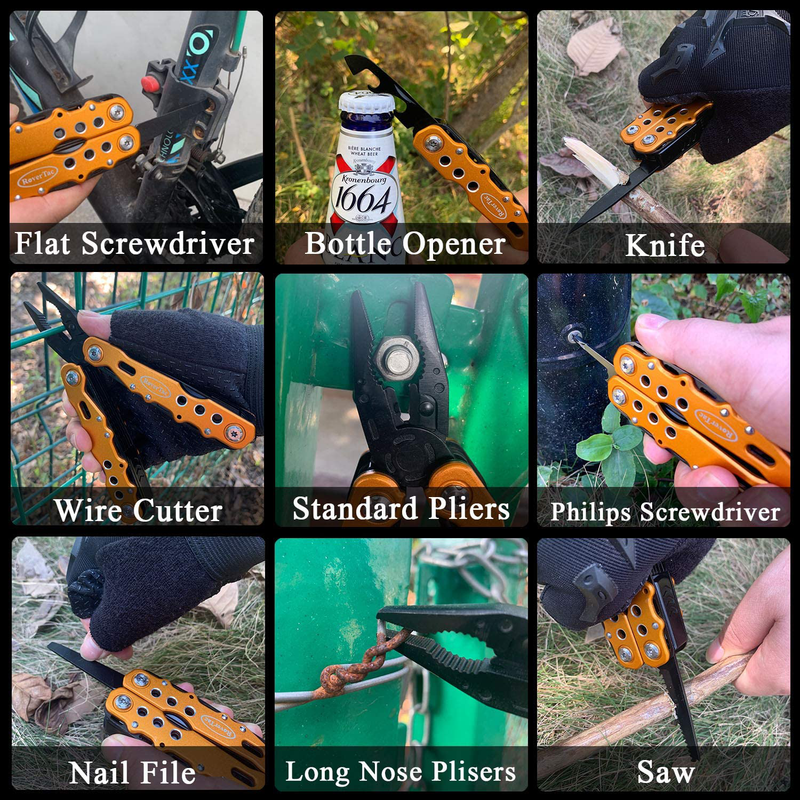 Rovertac Multitool Knife Pliers Christmas Gifts for Men Dad Husband 12 in 1 Multi Tool with Safety Lock Screwdrivers Saw Bottle Opener Durable Sheath Perfect for Camping Survival Hiking Simple Repairs Sporting Goods > Outdoor Recreation > Camping & Hiking > Camping Tools RoverTac   