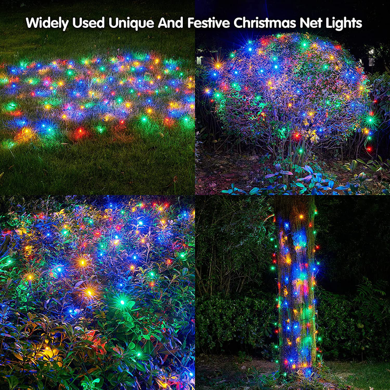 Led Christmas Net Lights Outdoor Christmas Decorations Lights 160LED 4ftx7ft, Connectable Outdoor Indoor Fairy Mesh String Lights for Party, Holiday, Wedding, Tree, Bushes Decorations (Multicolor) Home & Garden > Decor > Seasonal & Holiday Decorations& Garden > Decor > Seasonal & Holiday Decorations Dirnun   
