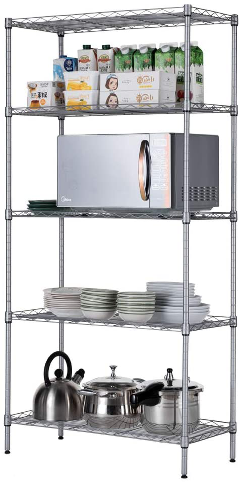SINGAYE 5 Tier Storage Rack Wire Shelving Unit Storage Shelves Metal for Pantry Closet Kitchen Laundry 660Lbs Capacity 23.6" L x 14" W x 59.1" H Silver Home & Garden > Kitchen & Dining > Food Storage SINGAYE   
