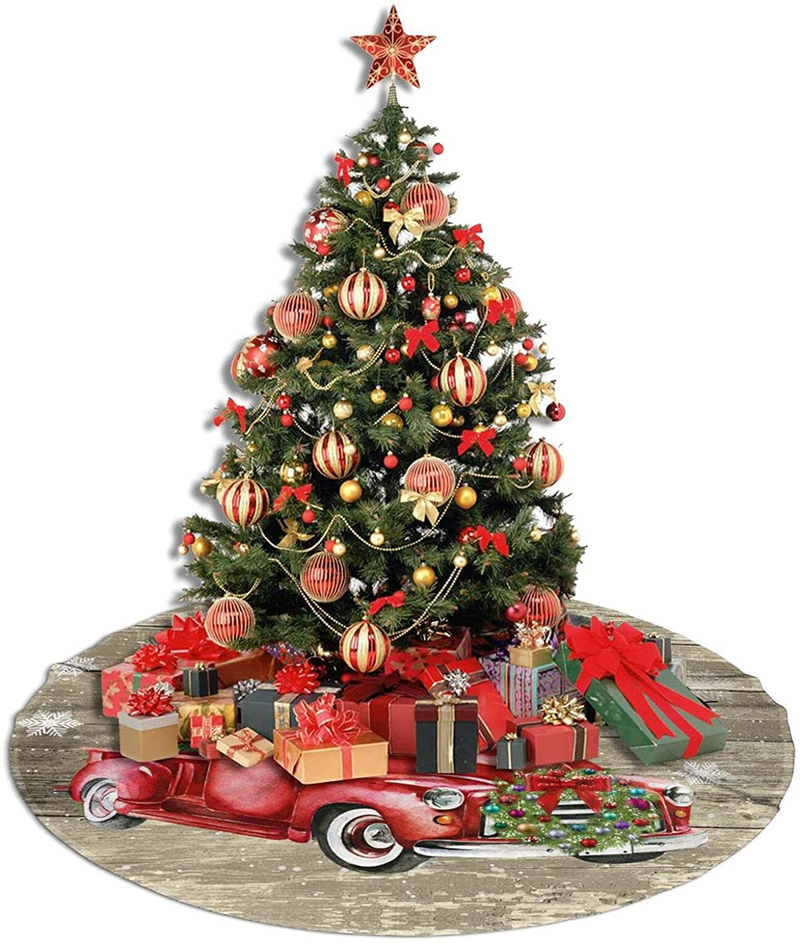 Merry Christmas Tan Christmas Tree Skirt , Red Truck Christmas Tree White Snowflakes Pattern Large Tree Skirt Mat for Xmas Holiday Party Ornament Rustic Farmhouse Decorations（48 Inch ） Home & Garden > Decor > Seasonal & Holiday Decorations > Christmas Tree Skirts Hitamus   