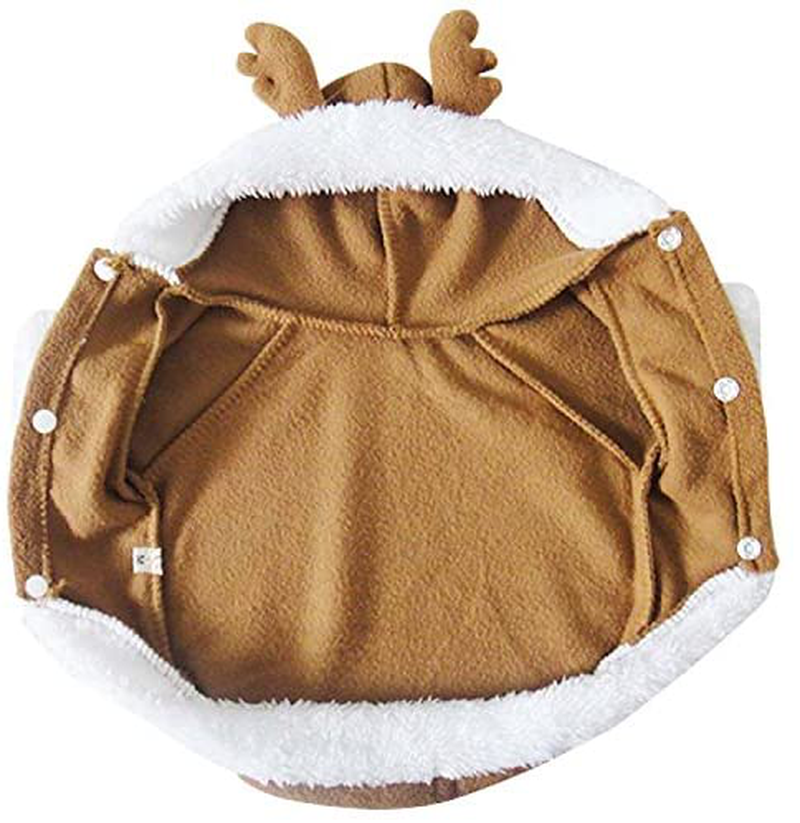 Filhome Puppy Dog Christmas Reindeer Costume, Pet Cat Elk Costume Hoodie Christmas Winter Coat Clothes Xmas Outfit Apparel