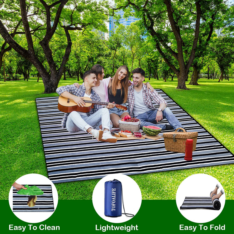 Tofoalife Picnic Blanket,Picnic Blankets Waterproof Foldable Extra Large,Picnic Outdoor Blanket Picnic Mat 80"x80" with 3 Layers Material for Camping Park Beach Hiking Family Home & Garden > Lawn & Garden > Outdoor Living > Outdoor Blankets > Picnic Blankets Tofoalife   
