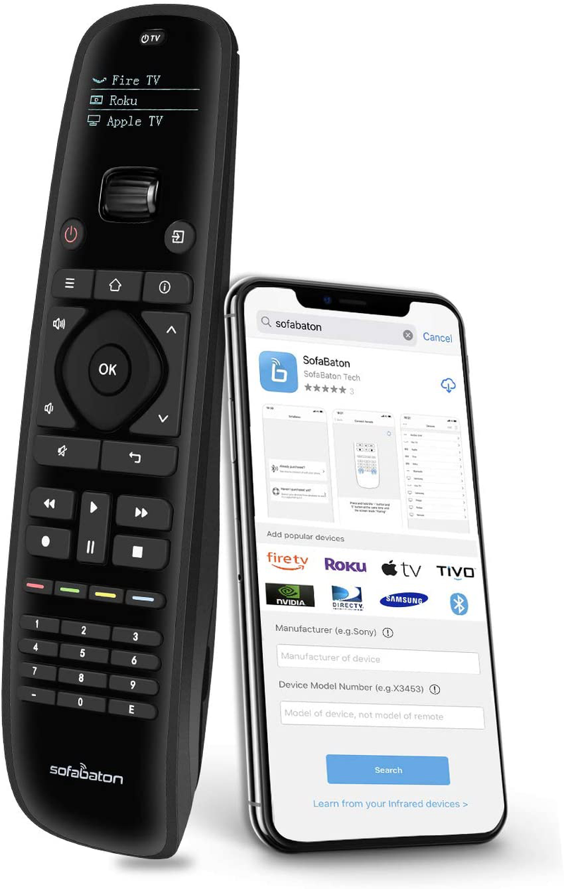 Sofabaton U1 Universal Remote Control Smart APP Setting, Harmony Remote Replace up to 15 Bluetooth & IR Devices, All in One Remote with OLED Display and Multi-Command Macro Button (2021 Updated) Electronics > Electronics Accessories > Remote Controls SofaBaton 2021 Updated  