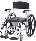 Homcom Rolling Shower Wheelchair Bath Toilet Commode Bariatric with 24" Wheels, Detachable Bucket & Shower-Proof Design, Black Sporting Goods > Outdoor Recreation > Camping & Hiking > Portable Toilets & Showers Aosom LLC Black, White  