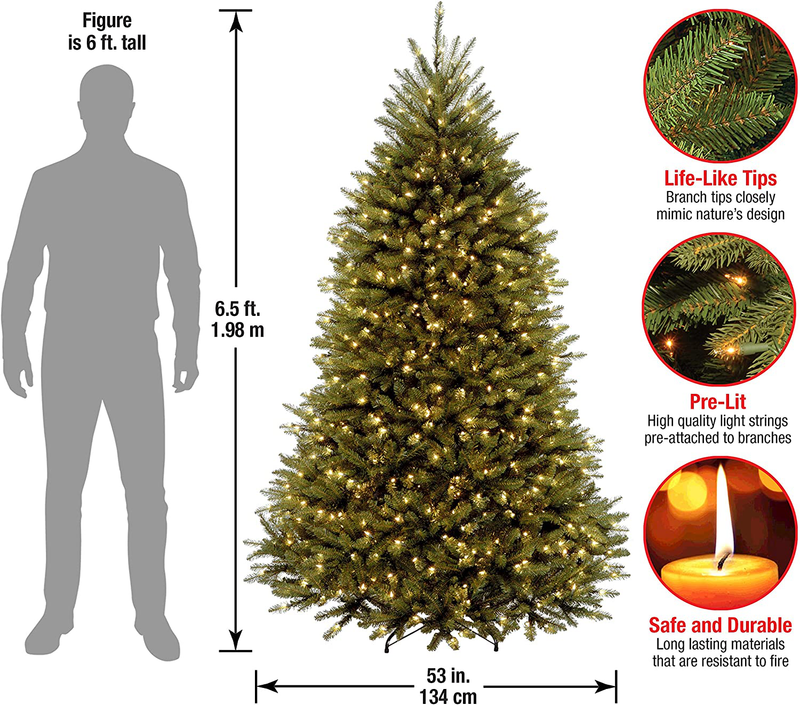National Tree Company lit Artificial Christmas Tree Includes Pre-strung White Lights and Stand, Dunhill Fir - 6.5 ft, Green Home & Garden > Decor > Seasonal & Holiday Decorations > Christmas Tree Stands National Tree Company   