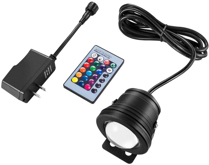 RUICAIKUN LED Flood Light 10W Waterproof RGB Spotlight Outdoor US Plug with Remote Control (DC/AC 12V),Colored Spot Light,Above Ground Pool Lights
