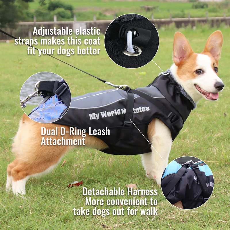 Dog Winter Coat with Harness - Warm Waterproof Dog Snow Jacket, Reflective Dog Vest Pet Clothes for Small Medium Large Dogs Animals & Pet Supplies > Pet Supplies > Dog Supplies > Dog Apparel ALAGIRLS   
