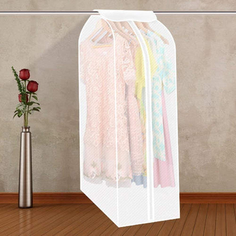 Garment Bag Organizer Storage with Translucent Fabric, Large PEVA Translucent Clothing Dustproof Cover, Wardrobe Hanging Storage Bag, Garment Bags for Closet Storage, Magic Tape and Zipper Design Furniture > Cabinets & Storage > Armoires & Wardrobes Hersent   