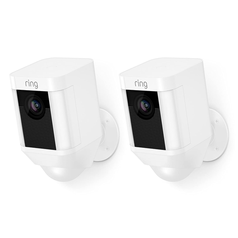 Ring Spotlight Cam Battery HD Security Camera with Built Two-Way Talk and a Siren Alarm, White, Works with Alexa Cameras & Optics > Cameras > Surveillance Cameras Ring White Device Only 2 Cams