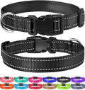 FunTags Reflective Nylon Dog Collar,Adjustable Pet Collars with Quick Release Buckle for Puppy Small Medium Large Dogs,18 Classic Solid Colors,4 Sizes Animals & Pet Supplies > Pet Supplies > Dog Supplies FunTags Black L - 1.0"x(16"-24") 