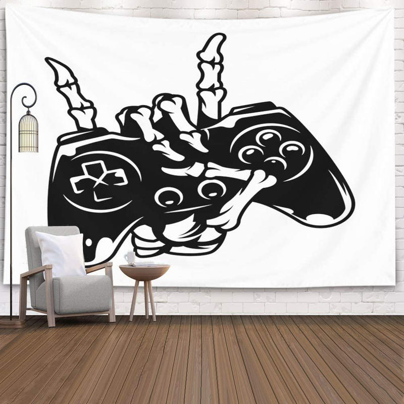 Crannel Gaming Wall Tapestry, Conceptual Abstraction Modern Controller Realistic Game Wireless Mockup Tapestry 80x60 Inches Wall Art Tapestries Hanging Dorm Room Living Home Decorative,Black Blue Home & Garden > Decor > Artwork > Decorative TapestriesHome & Garden > Decor > Artwork > Decorative Tapestries Crannel White Black 60" L x 50" W 