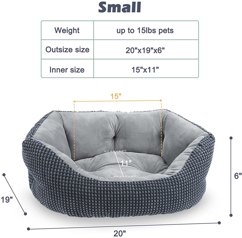 INVENHO Dog Beds for Small Dogs, Calming Cat Beds for Indoor Cats, Washable Soft Sleeping Small Dog Bed, round Cushion Pet Bed, Anti-Slip Bottom Durable Orthopedic Puppy Bed, 20/25Inches