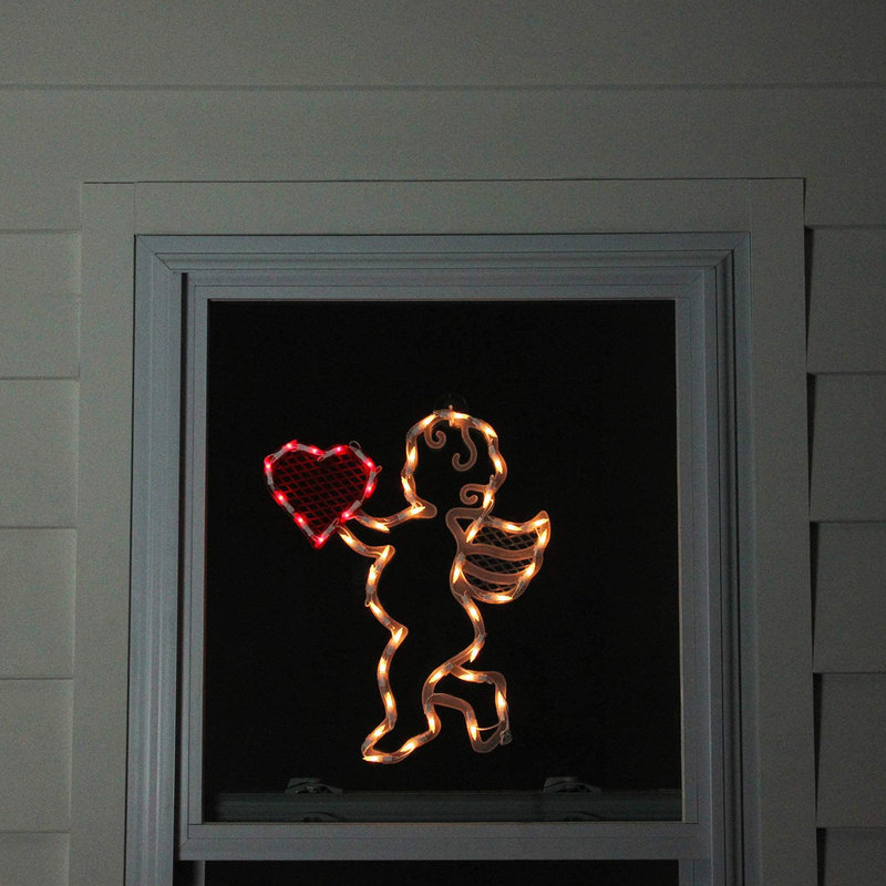IMPACT 17" Lighted Valentine'S Day Cupid Heart Window Silhouette Decoration Home & Garden > Decor > Seasonal & Holiday Decorations Unknown   