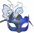 Masquerade Mask For Women Venetian Mask/Halloween/Party/Ball Prom/Mardi Gras/Wedding/Wall Decoration Apparel & Accessories > Costumes & Accessories > Masks Ubauta Blue/Black Butterfly  