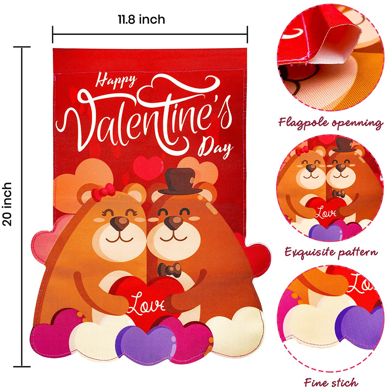 Teeker Valentines Day Flag Double Sided Valentine'S Day Decor for Wedding Party Home Valentines Day Decorations Yard Outdoor Decoration (Flag Pole NOT Included)