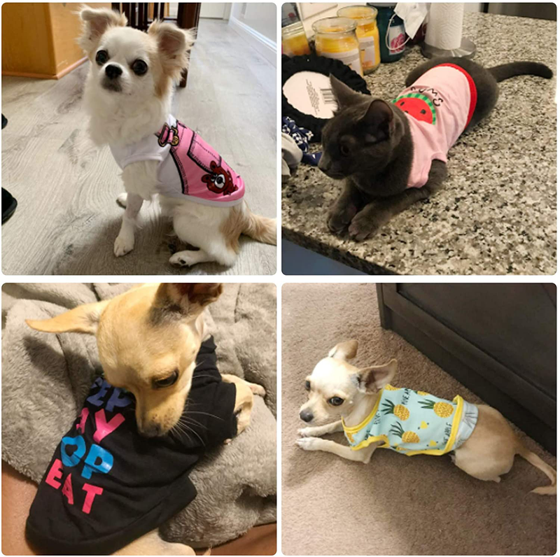 Pet Shirts Printed Puppy Shirts Dog Sweatshirt Cute Dog Clothing Cotton Dog Pullover Soft Shirt for Pet Dog Apparel Christmas New Year (Pineapple, Word, Strap, Stripe, Watermelon, M)
