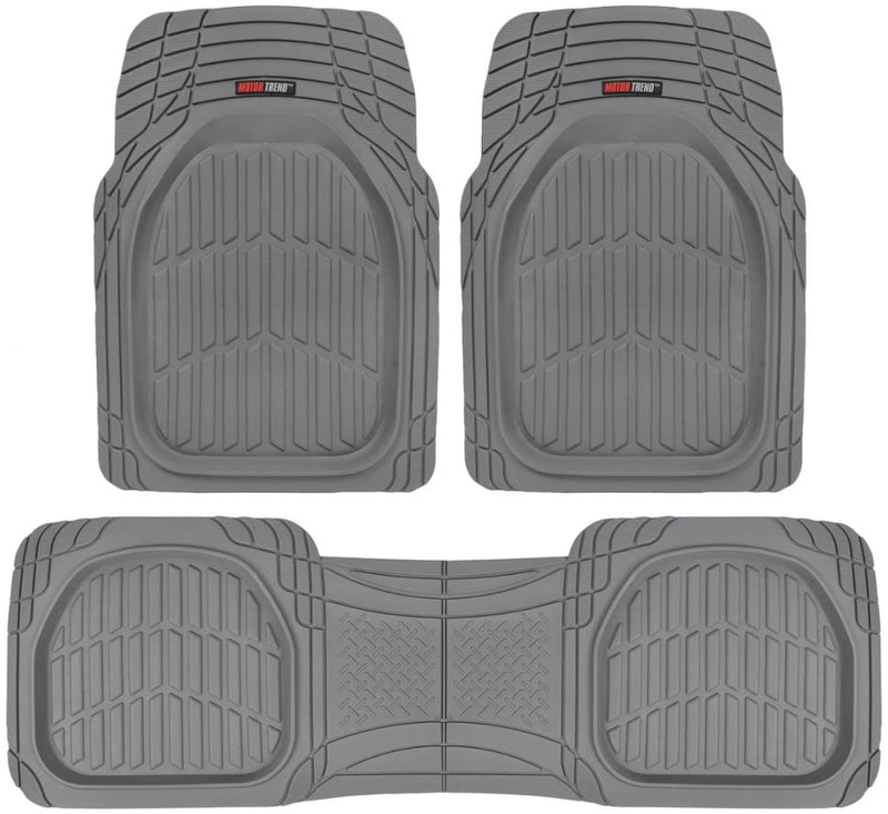 Motor Trend 923-BK Black FlexTough Contour Liners-Deep Dish Heavy Duty Rubber Floor Mats for Car SUV Truck & Van-All Weather Protection, Universal Trim to Fit Vehicles & Parts > Vehicle Parts & Accessories > Motor Vehicle Parts > Motor Vehicle Seating Motor Trend Gray  