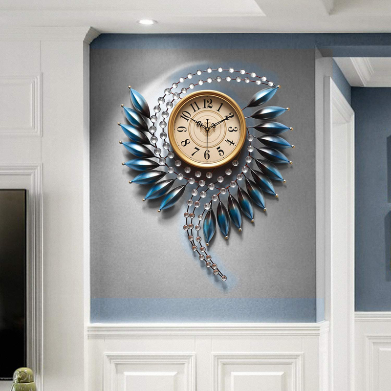 Crystal Metal Wall Clock Silent Non Ticking - 26"×21" Quality Quartz Battery Operated, Decorative for Kitchen, Living Room, Bedroom, Bathroom, Bedroom, Office Home & Garden > Decor > Clocks > Wall Clocks MAGCOLOR   