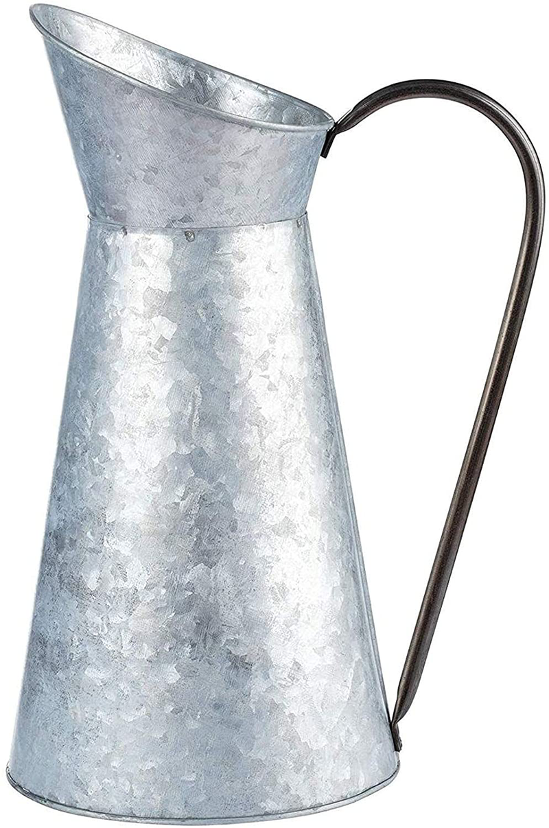 Juvale Rustic Galvanized Vase with Handle, Watering Can for Home Decor (12 Inches)