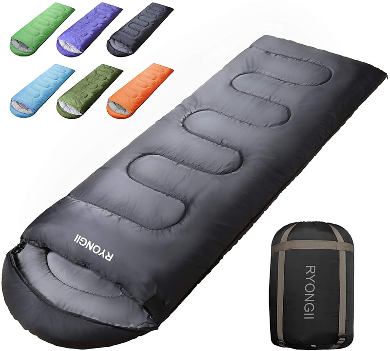 RYONGII Sleeping Bags 32℉ for Adults Teens - 4 Seasons Portable Compressionlightweight Waterproof Youth for Indoor & Outdoor, Waterproof, Backpacking and Outdoors Hiking Sporting Goods > Outdoor Recreation > Camping & Hiking > Sleeping Bags RYONGII Dark Grey / Left Zip  