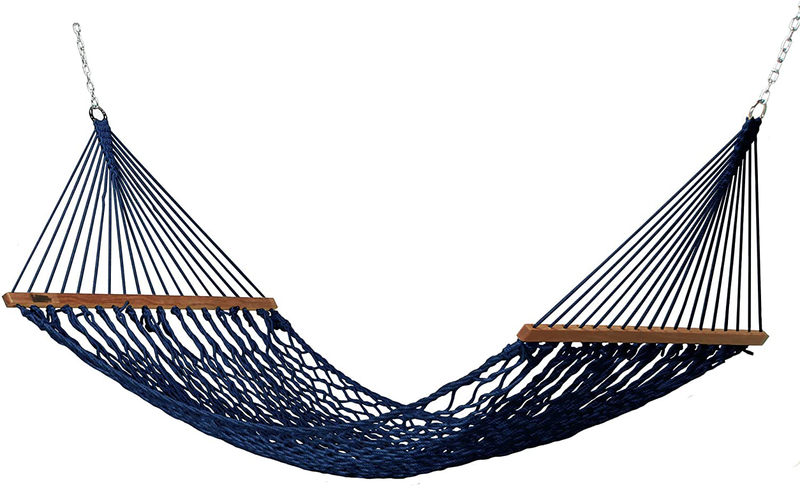 Hatteras Hammocks DC-11OT Small Oatmeal Duracord Rope Hammock with Free Extension Chains & Tree Hooks, Handcrafted in The USA, Accommodates 1 Person, 450 LB Weight Capacity, 11 ft. x 45 in. Home & Garden > Lawn & Garden > Outdoor Living > Hammocks Hatteras Hammocks Navy  