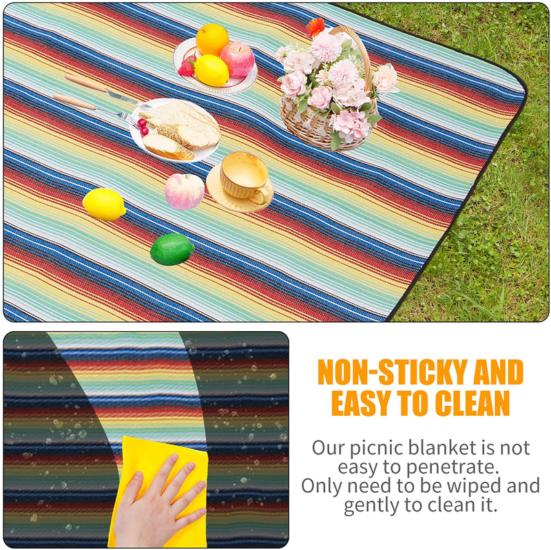 Picnic Blanket Waterproof Extra Large | Beach Blanket Sand Proof Oversized | Great Festival Blanket and Picnic Mat | Water Resistant Heavy Duty Wet Blanket Lawn for Outdoor Picnics (Colorful) Home & Garden > Lawn & Garden > Outdoor Living > Outdoor Blankets > Picnic Blankets Miss Cassie&Miss Kiki   