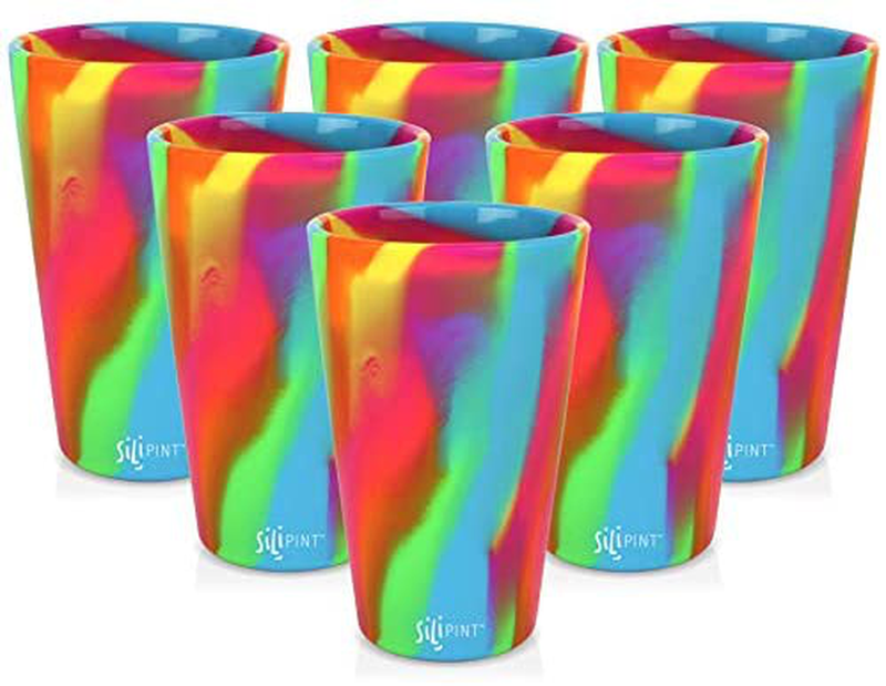 Silipint Silicone Pint Glass. Unbreakable, Reusable, Durable, and Guaranteed for Life. Shatterproof 16 Ounce Silicone Cups for Parties, Sports and Outdoors (2-Pack, Arctic Sky & Hippy Hop) Home & Garden > Kitchen & Dining > Tableware > Drinkware Silipint Hippy Hop 6-Pack 