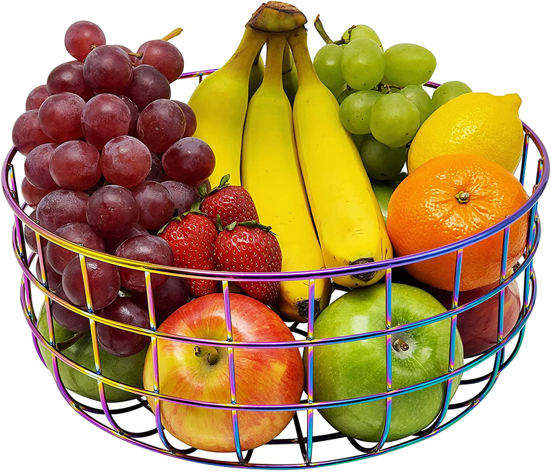 Kitchen Wire Fruit Basket Bowl - Unique Decor | Storage & Countertop Organizer | Keeps Produce, Vegetables and Healthy Snacks Handy | Ideal for Bread on Table or Buffet | Colorful Rainbow Metal Home & Garden > Decor > Seasonal & Holiday Decorations Lady Ironside Default Title  