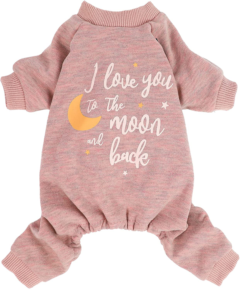 Fitwarm Dog Valentines Outfit I Love You to the Moon and Back Paw-Some Sleeper Lightweight Velvet Dog Pajamas Thermal Pjs Puppy Clothes Stretchy Doggie Onesie Pet Shirt Cat Jammies Animals & Pet Supplies > Pet Supplies > Dog Supplies > Dog Apparel Fitwarm Pink S 