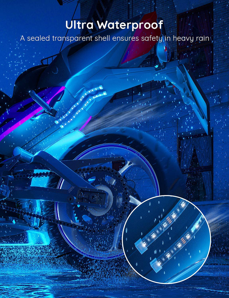 Govee 12 Pcs Motorcycle LED Light Kits, App Control Multicolor Waterproof Motorcycle LED Strip Lights with RF Remote, Music Sync & Multiple Scene Modes RGB LED Lights for Motorcycles, DC 12V  Govee   