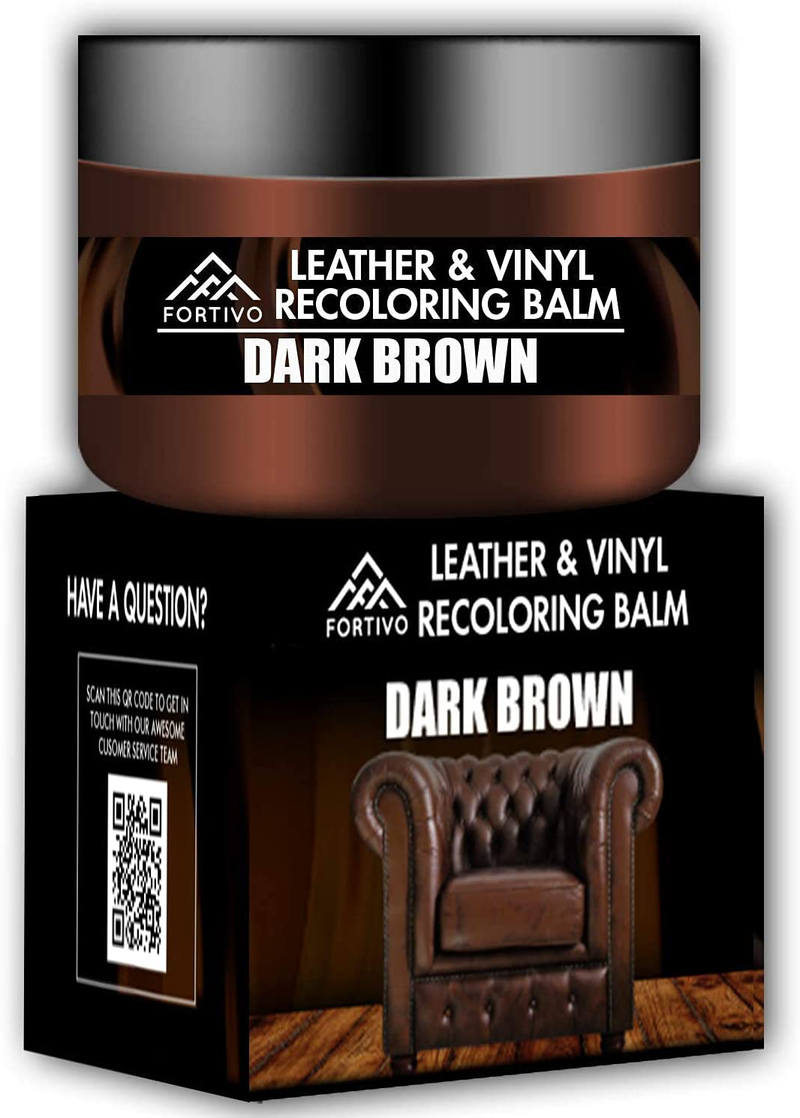 Dark Brown Leather Recoloring Balm - Leather Repair Kits for Couches - Leather Restorer for Couches Brown Car Seat, Boots - Cream Leather Repair for Upholstery - Refurbishing Dark Brown Leather Dye  ‎FORTIVO   