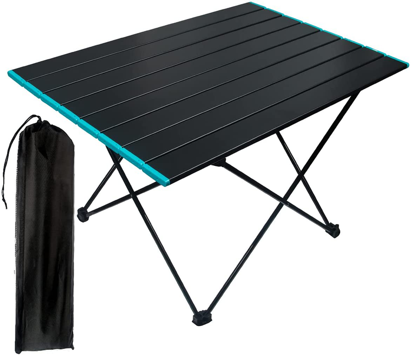 Folding Camping Table Portable Camping Side Tables with Aluminum Table Top with Carrying Bag, Waterproof Fold up Lightweight Table for Picnic Camp Beach Outdoor BBQ Cooking, Beach Tables Black Sporting Goods > Outdoor Recreation > Camping & Hiking > Camp Furniture DUNCHATY Lagre  