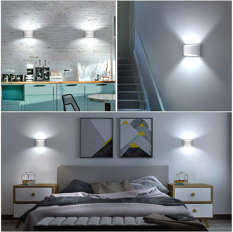 Lightess Dimmable LED Wall Sconces 12W Modern Indoor Wall Sconce Lighting Fixture White Aluminum up down Wall Lamps for Bedroom Living Room Hallway, Cool White Home & Garden > Lighting > Lighting Fixtures > Wall Light Fixtures KOL DEALS   